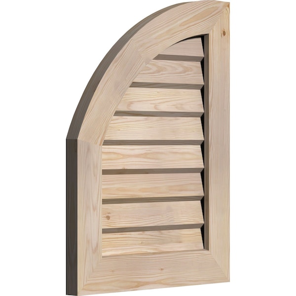 Quarter Round Top Left Non-Functional, Pine Gable Vent W/ Decorative Face Frame, 15W X 18H